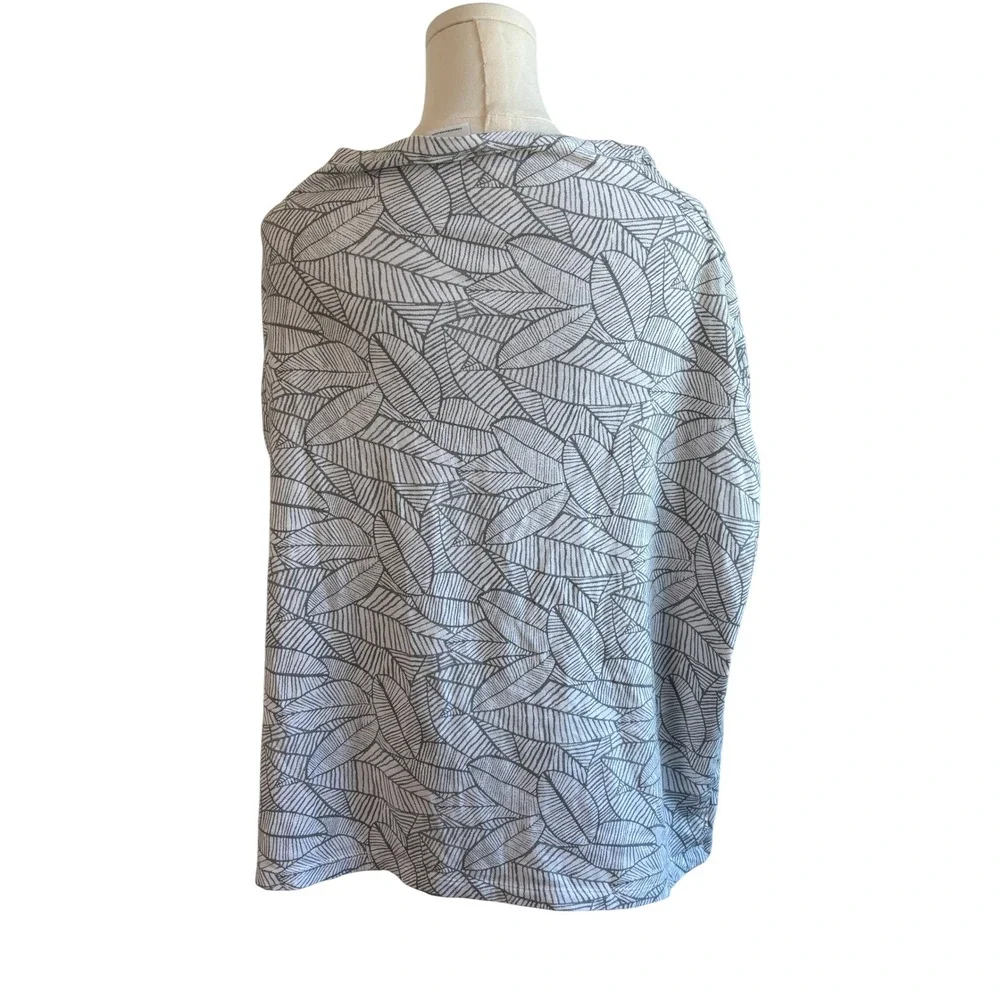 Aden + Anais Nursing Cover Grey White Leaf Print OS Cotton Spandex Breastfeeding